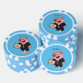 Grappig varken in business suit cartoon poker chips (Opstapeling)