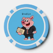 Grappig varken in business suit cartoon poker chips (Achterkant)