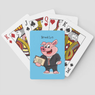 Grappig varken in business suit cartoon pokerkaarten