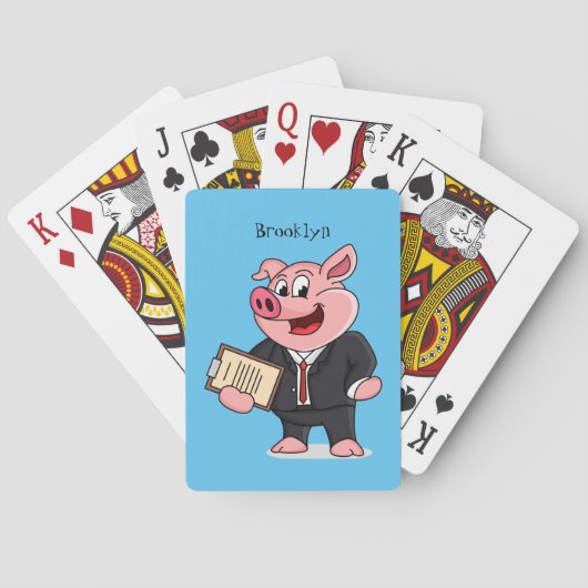 Grappig varken in business suit cartoon pokerkaarten (Achterkant)