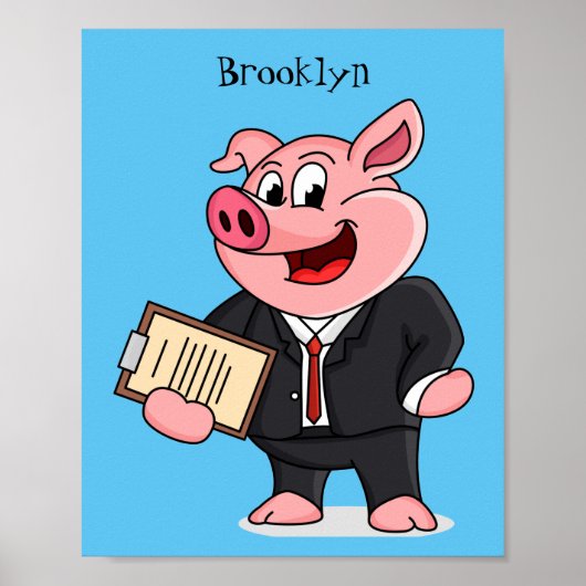 Grappig varken in business suit cartoon poster (Voorkant)
