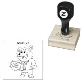 Grappig varken in business suit cartoon rubberstempel (Gestempeld)