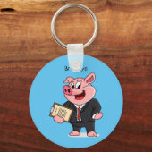 Grappig varken in business suit cartoon sleutelhanger (Voorkant)