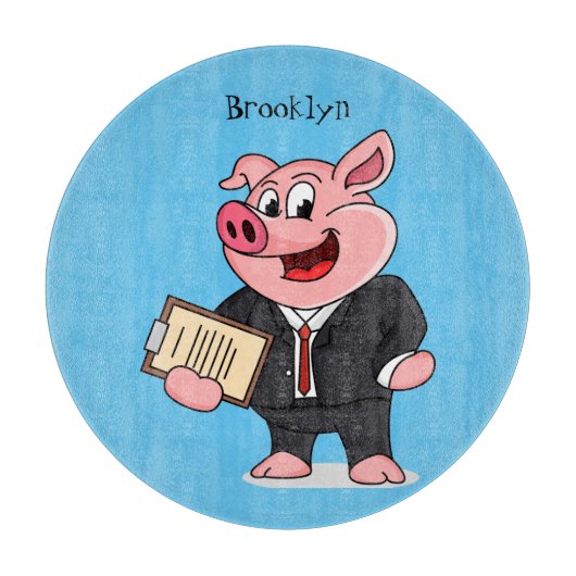Grappig varken in business suit cartoon snijplank (Voorkant)
