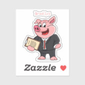 Grappig varken in business suit cartoon sticker (Vel)