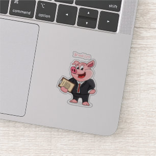 Grappig varken in business suit cartoon sticker