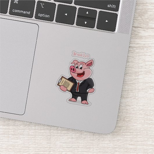 Grappig varken in business suit cartoon sticker (Detail)