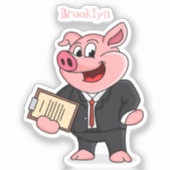 Grappig varken in business suit cartoon sticker (Voorkant)