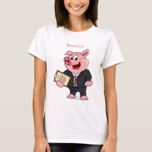 Grappig varken in business suit cartoon t-shirt