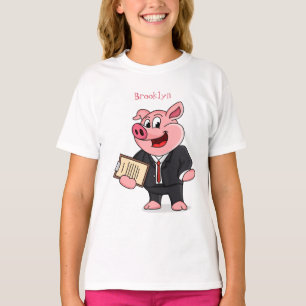 Grappig varken in business suit cartoon t-shirt