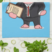 Grappig varken in business suit cartoon theedoek (Gevouwen)