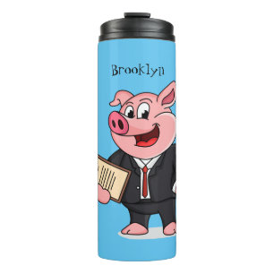 Grappig varken in business suit cartoon thermosbeker