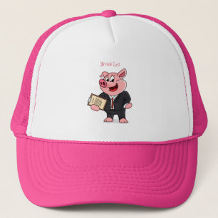 Grappig varken in business suit cartoon trucker pet
