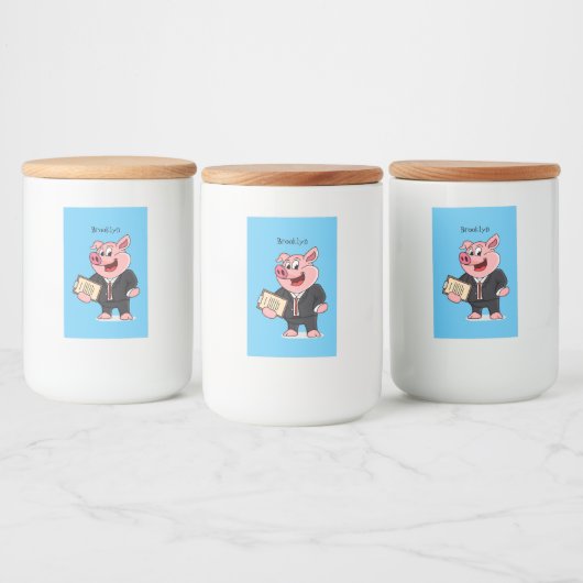 Grappig varken in business suit cartoon voedselcontainer etiket (Flessen)