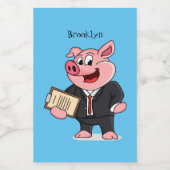 Grappig varken in business suit cartoon voedselcontainer etiket (Enkel label)