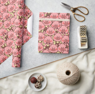 Grappig varken in overalls cadeaupapier