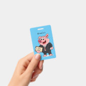 Grappig varken in zakelijk pak cartoon badge (Handheld)