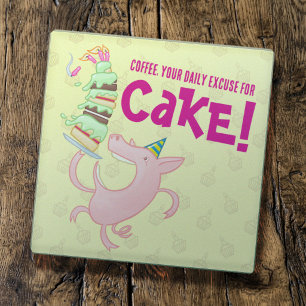 Grappig varken koffie dagelijkse excuus voor cake glazen onderzetter