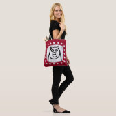 Grappig varken op rode Canvas tas (Op model)