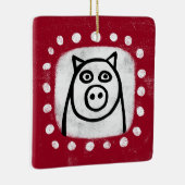 Grappig varken op rode ornament (Rechts)