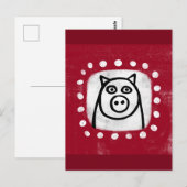 Grappig varken op rood Briefkaart (Voorkant / Achterkant)
