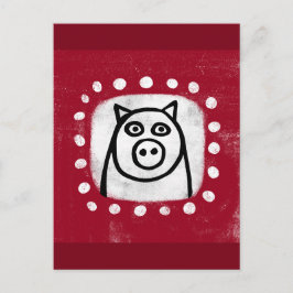 Grappig varken op rood Briefkaart