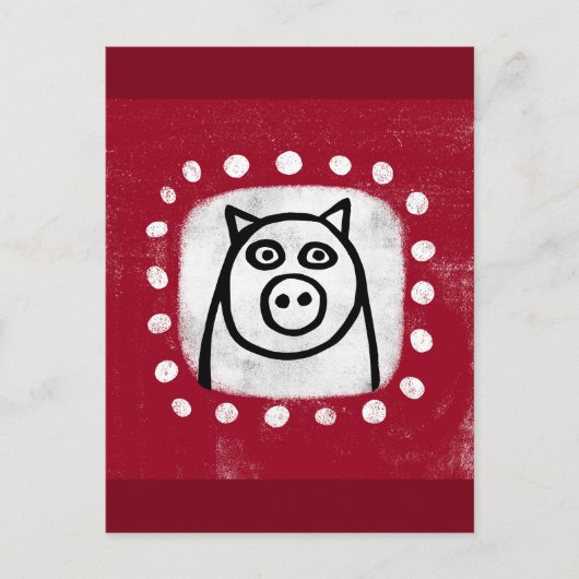 Grappig varken op rood Briefkaart (Voorkant)
