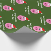 Grappig varken Santa cartoon Kerst inpakpapier (Hoek)