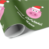Grappig varken Santa cartoon Kerst inpakpapier (Rol Hoek)