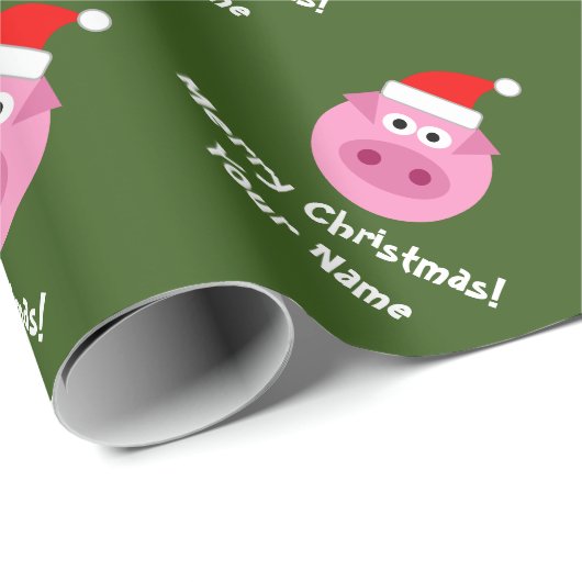 Grappig varken Santa cartoon Kerst inpakpapier (Rol Hoek)