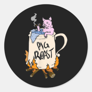 Grappig Varken Spit Roast BBQ Party Grill Master G Ronde Sticker