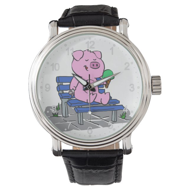 Grappig varkensconsumptie-ijs | Achterkleur kiezen Horloge (Voorkant)