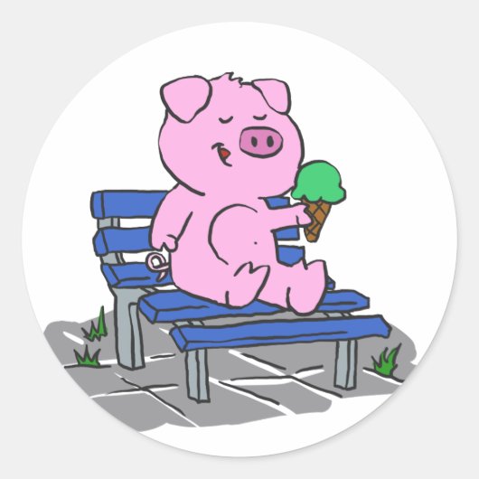 Grappig varkensconsumptie-ijs | Achterkleur kiezen Ronde Sticker (Voorkant)