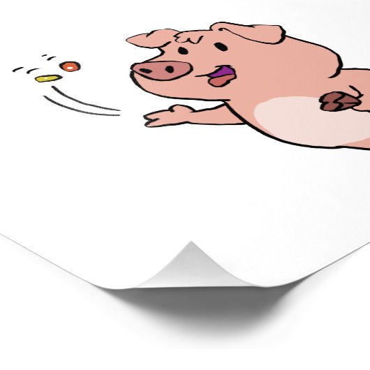 Grappig varkensetende snoepjes | achtergrondkleur  foto afdruk (Hoek)