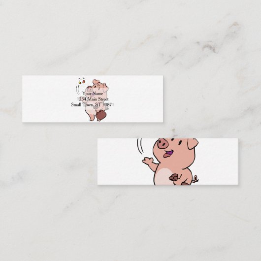 Grappig varkensetende snoepjes | achtergrondkleur  mini visitekaartje (Voorkant / Achterkant)