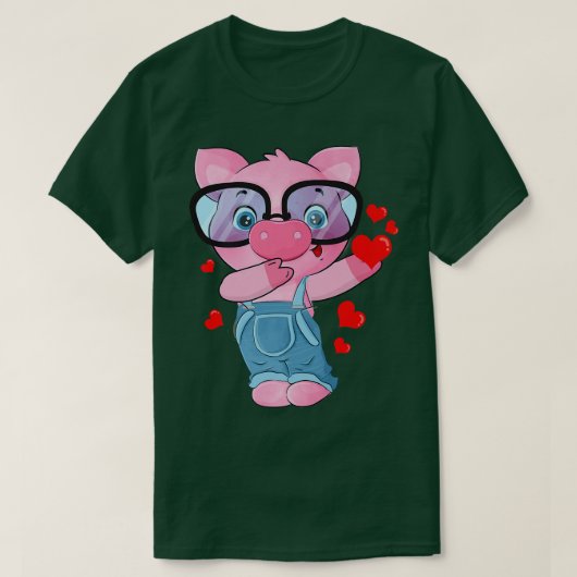Grappig varkenshart Valentijnsdag Cadeaus Cute Pig T-shirt (Design voorkant)