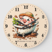 Grappig varkensverblijf voeg tekst badkamer grote klok (Voorkant)