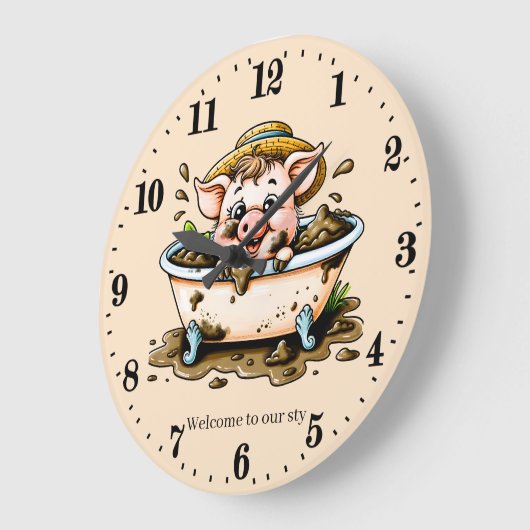 Grappig varkensverblijf voeg tekst badkamer grote klok (Hoek)