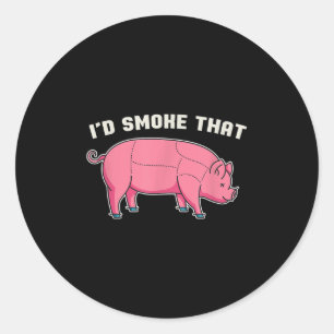Grappig varkensvlees is rook die BBQ chef grillen Ronde Sticker
