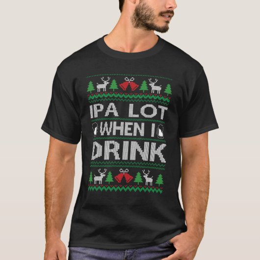 Grappig veel als ik lelijke kersttrui drink t-shirt (Voorkant)