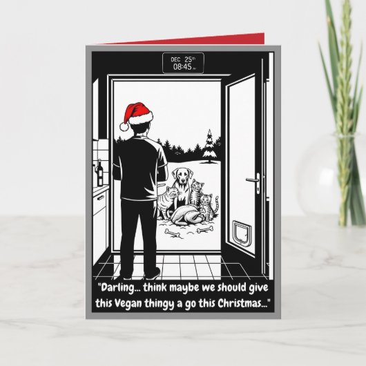 Grappig Vegan Kerstfeest  Kaart (Voorkant)