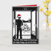 Grappig Vegan Kerstfeest  Kaart (Gele Bloem)