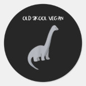 Grappig Vegan T Shirt met dinosaurus Afbeelding Ronde Sticker (Voorkant)