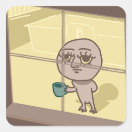 Grappig vent staren uit raam Sticker