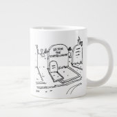 Grappig ventriloquisme gag. buikspreker grote koffiekop (Rechts)