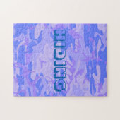 Grappig verbergen camouflage pastel blauw patroon legpuzzel (Horizontaal)