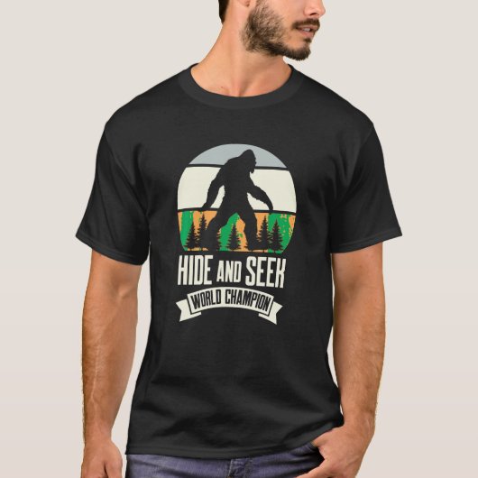 Grappig Verbergen en zoeken Wereldkampioen Sasquat T-shirt (Voorkant)