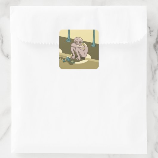 Grappig verdrietig man Sticker (Tas)