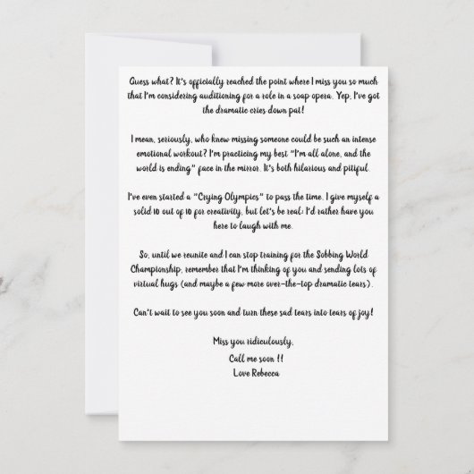 Grappig verdrietig Miss Mist u Vriendschap kaart S (Achterkant)