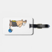 Grappig Verdrietige Bowler Karakter met Bowling Ba Bagagelabel (Achterkant horizontaal)